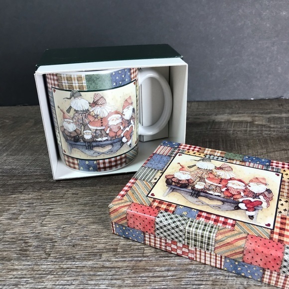 Vintage 90s Lang & Wise Santa mug Christmas with Box new - Picture 1 of 6